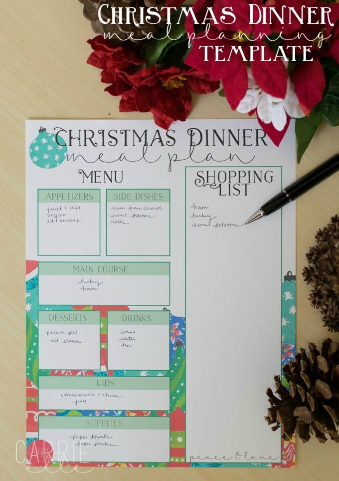 Christmas Meal Planning Printables Carrie Elle