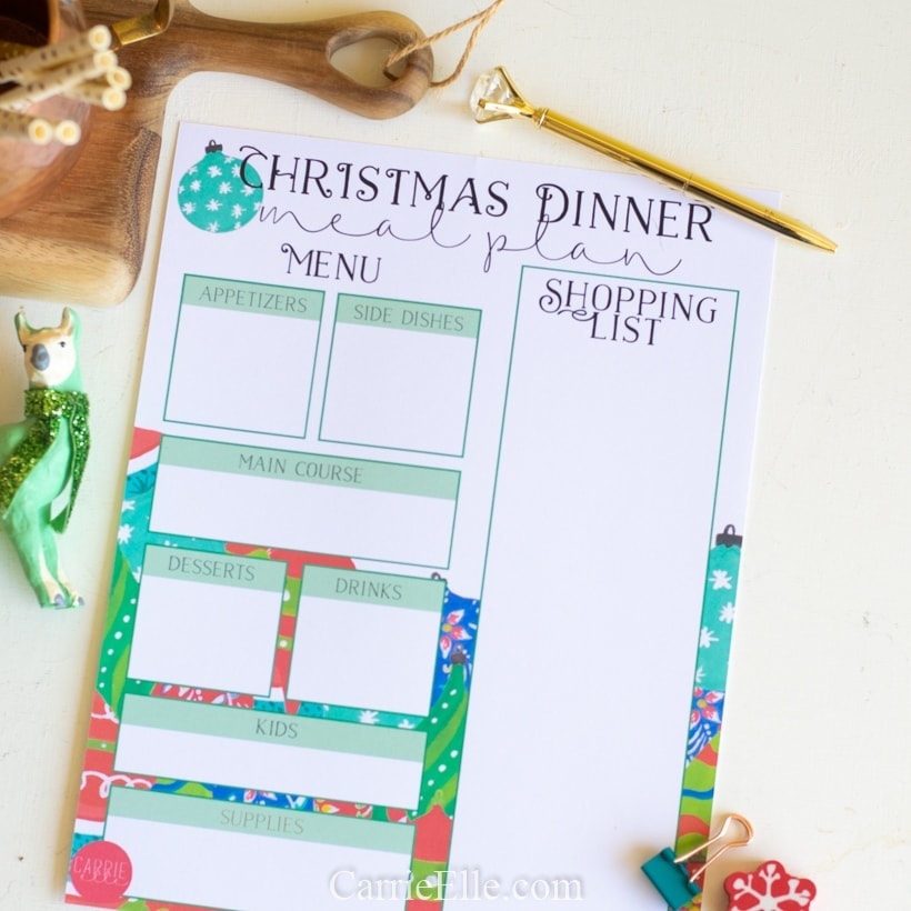Christmas Meal Planning Printables Carrie Elle