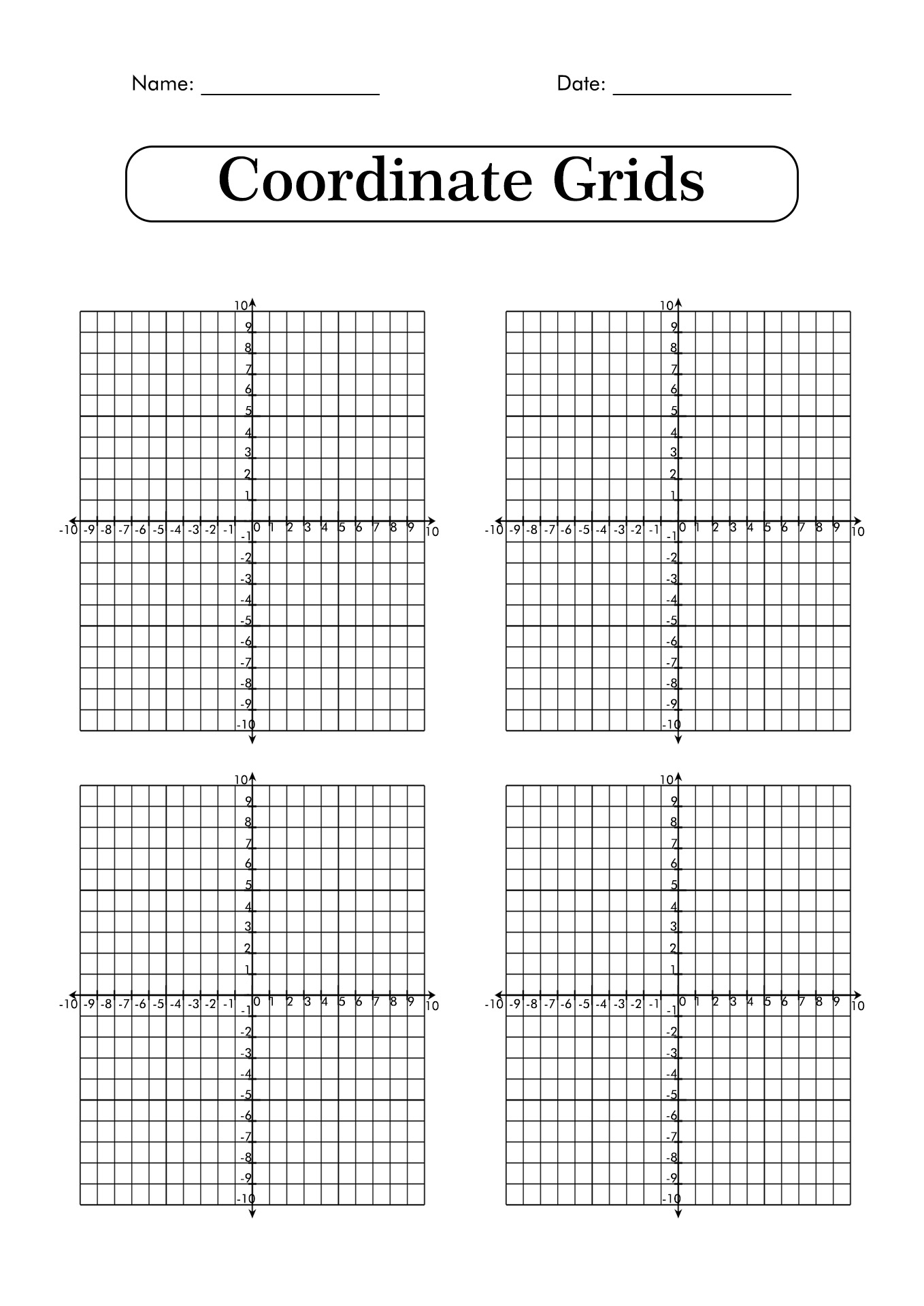 Coordinate Planes Printable