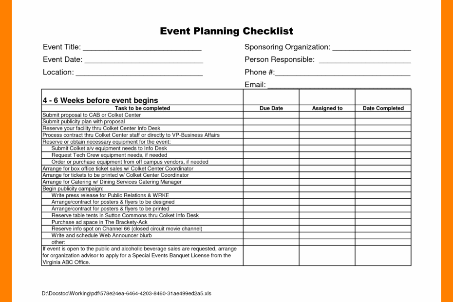 Corporate Event Planning Checklist Printable