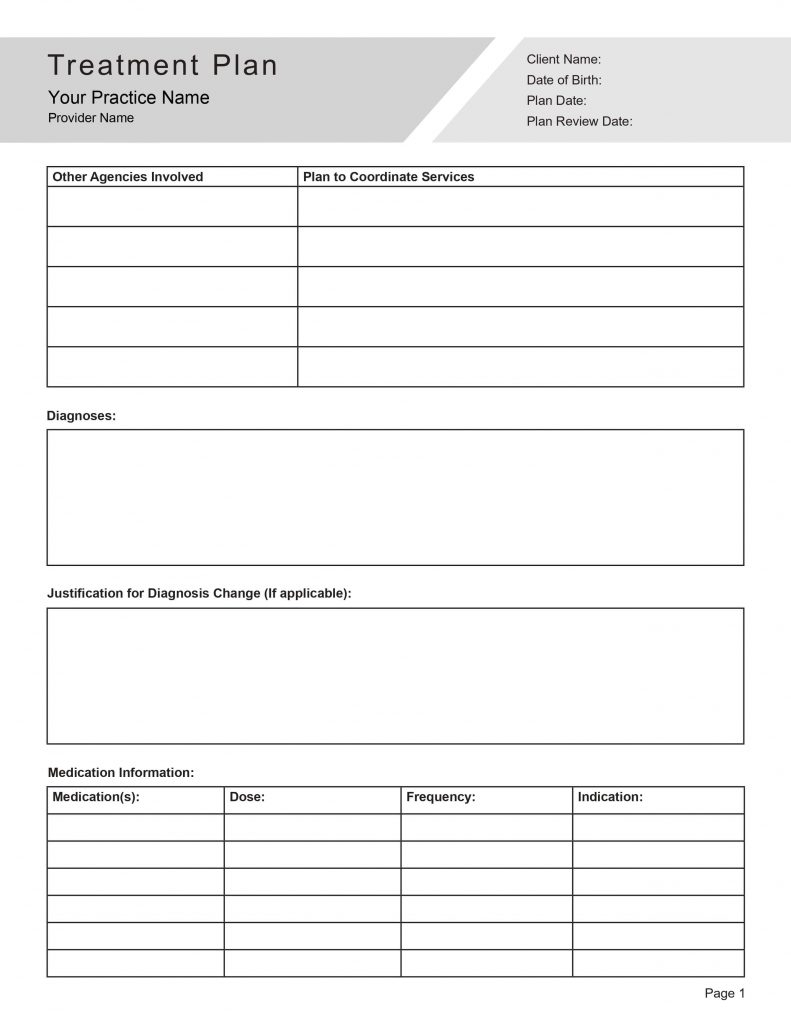 Counseling Treatment Plan Template Editable PDF TherapyByPro Fillable 