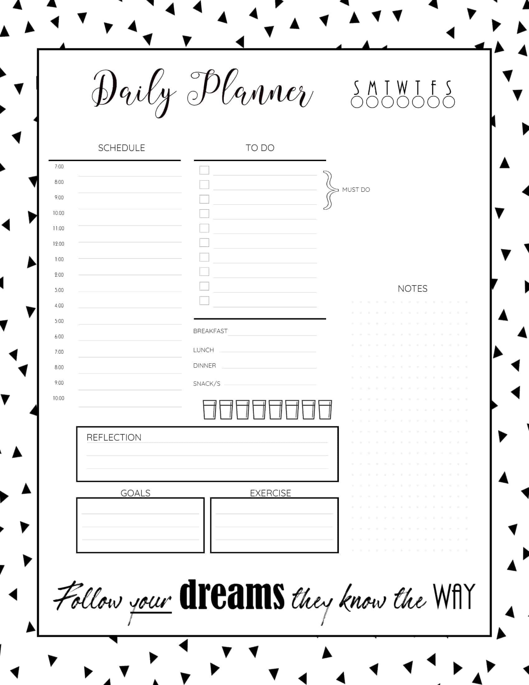Customizable Free Printable Daily Planner Template Printable Templates