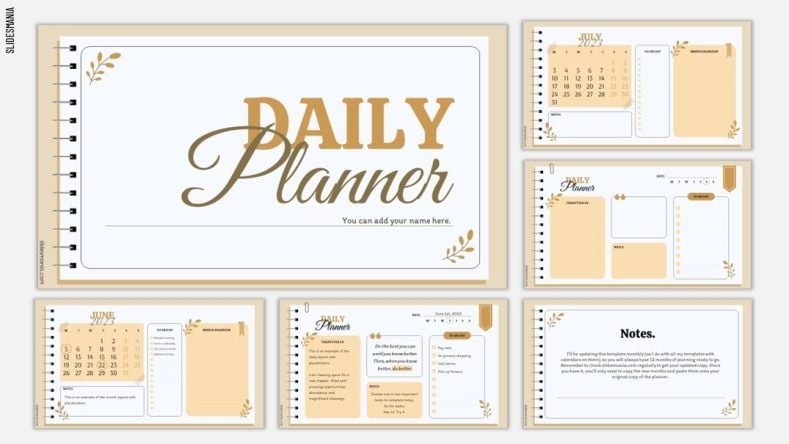 Daily And Monthly Planner Free PowerPoint Template Google Slides Theme