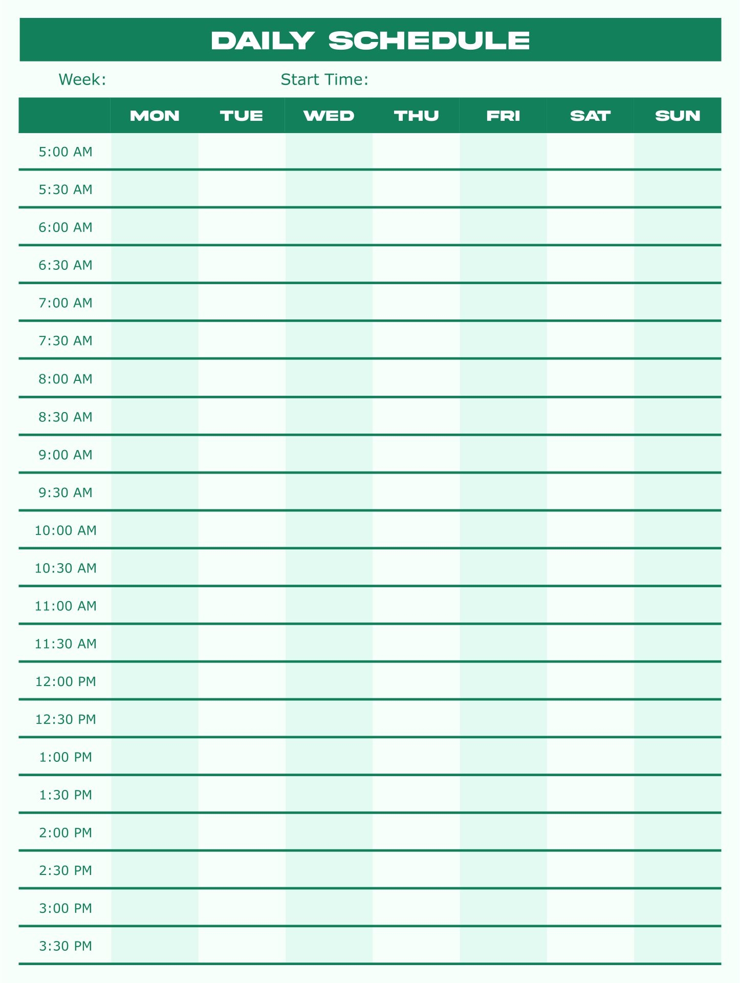 Daily Hour Planner Printable