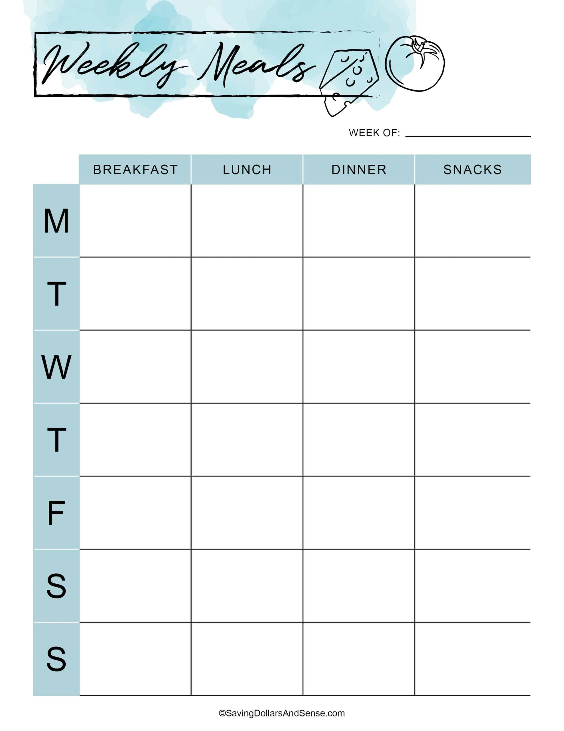 Daily Meal Planning Sheet