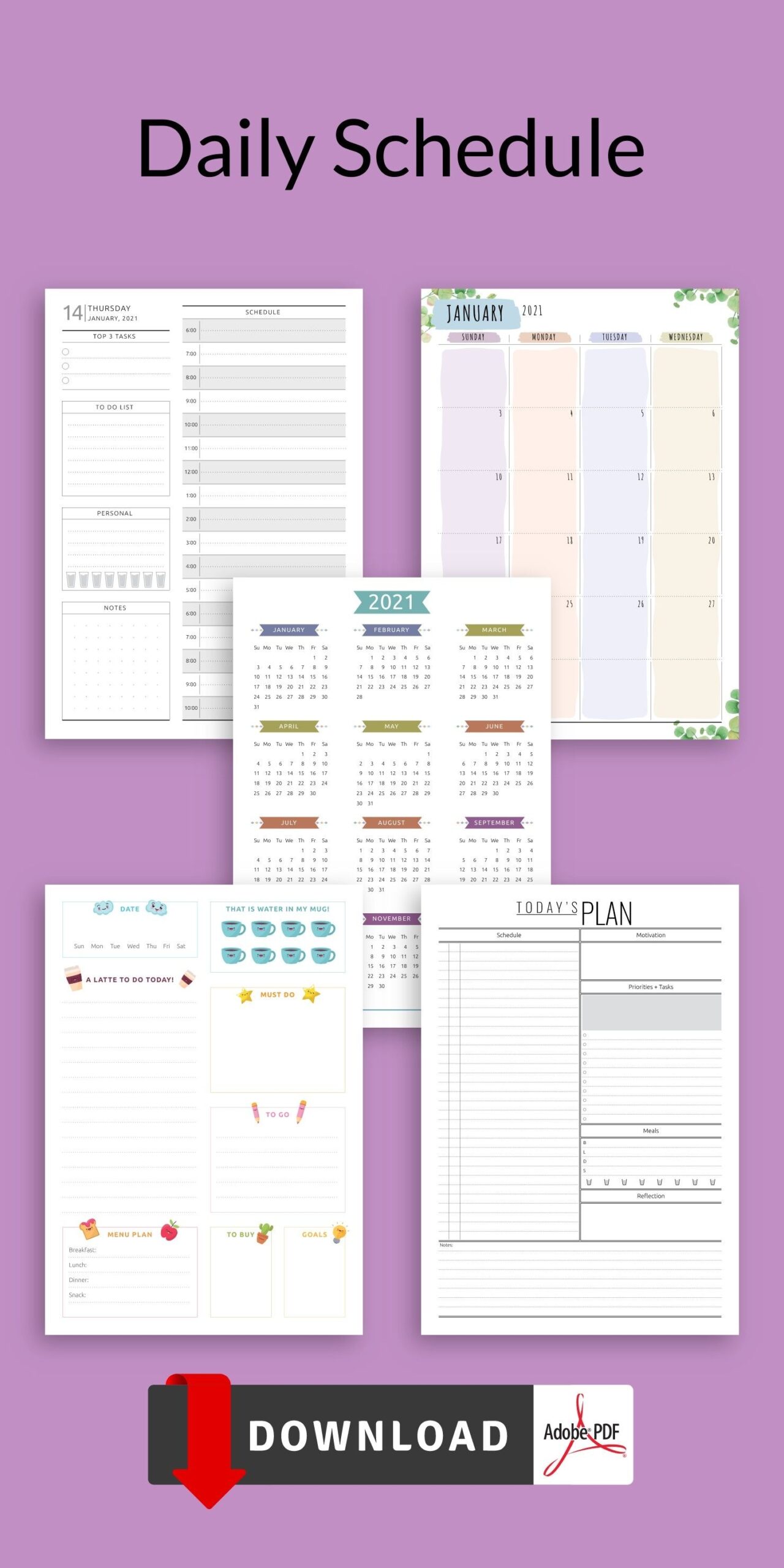 Daily Plan Printable Template With To Do List Daily Agenda Template Daily Plan Printable Template With To Do List Daily Agenda Template