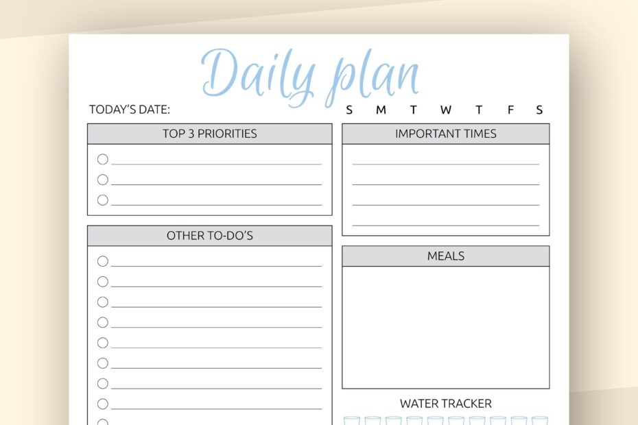 Daily Plan Printable Template With To do List Daily Agenda Template