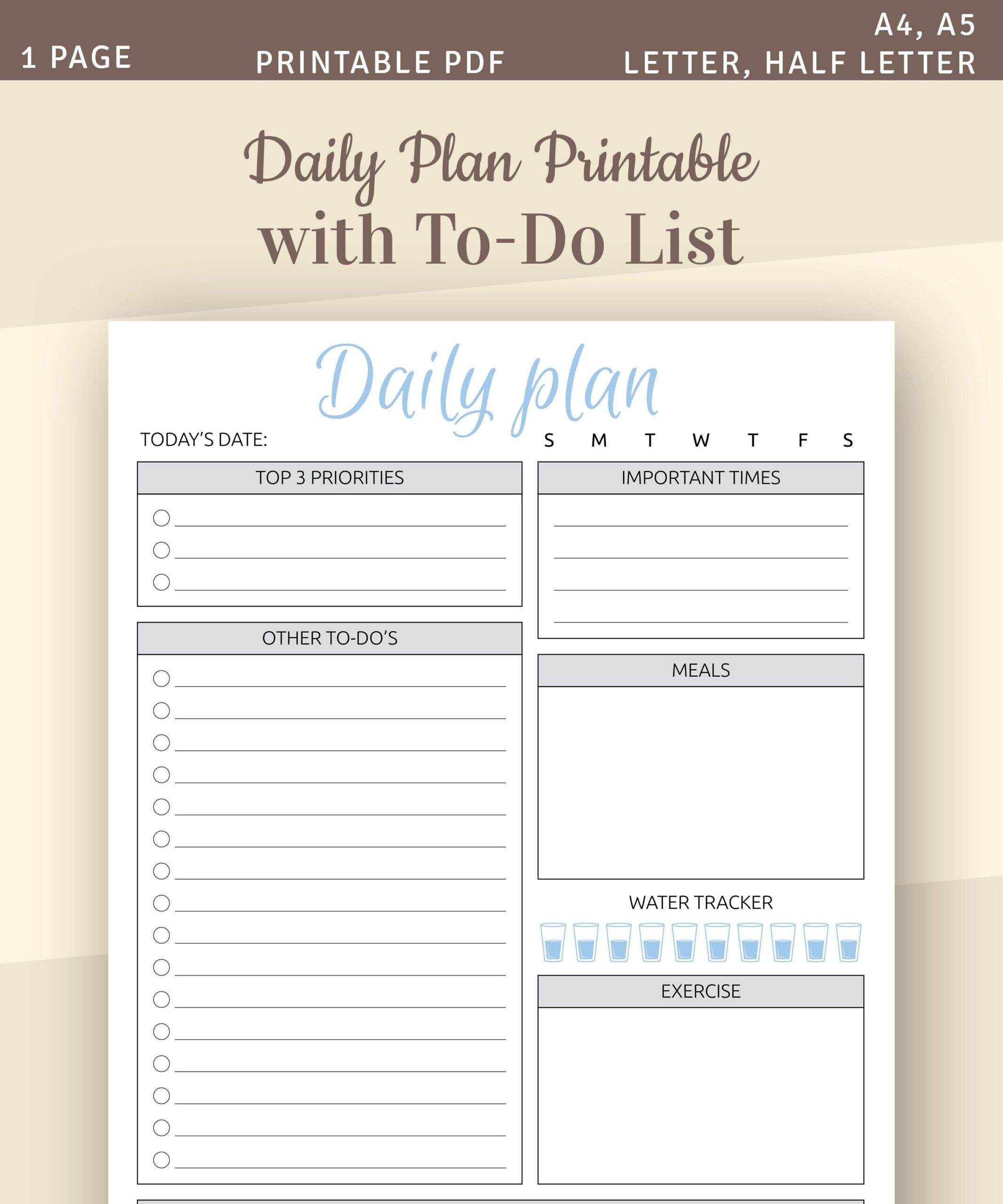 Daily Plan Printable Template With To do List Daily Agenda Template 