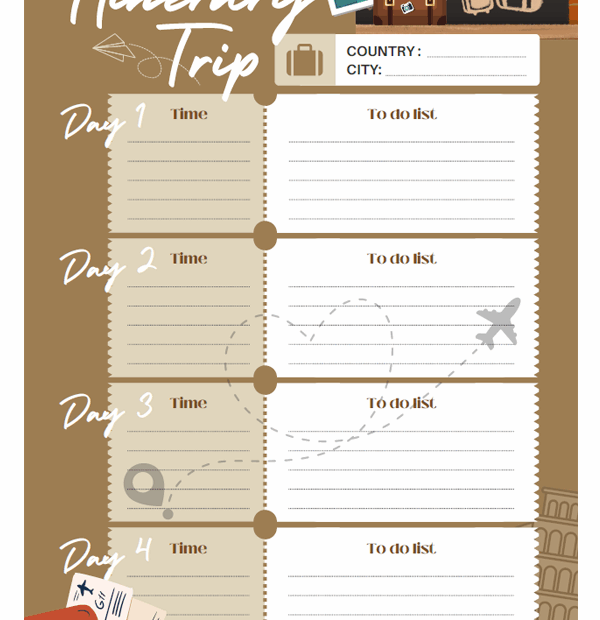 Daily Travel Planner Template Free Printable Templates Worksheets