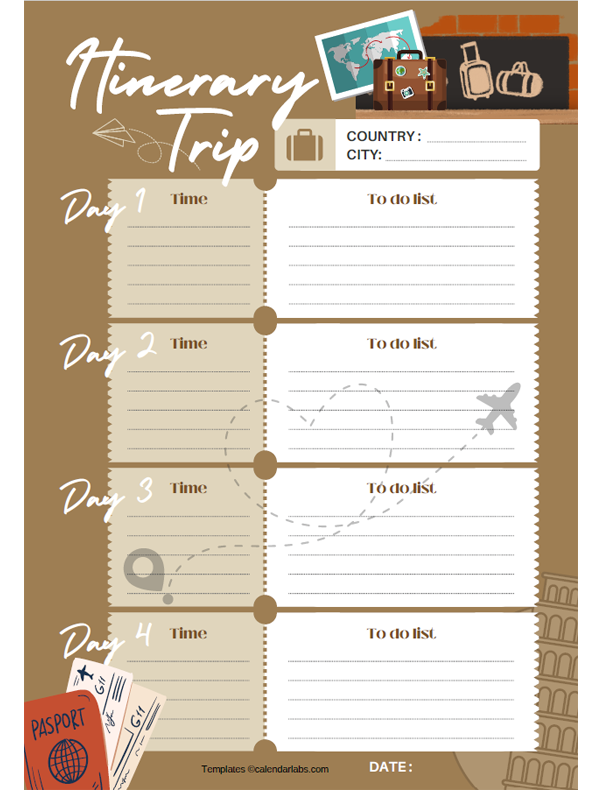 Daily Travel Planner Template Free Printable Templates Worksheets 