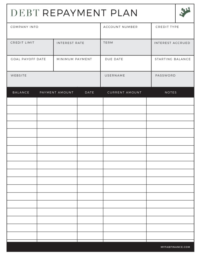 Debt Repayment Plan Printable
