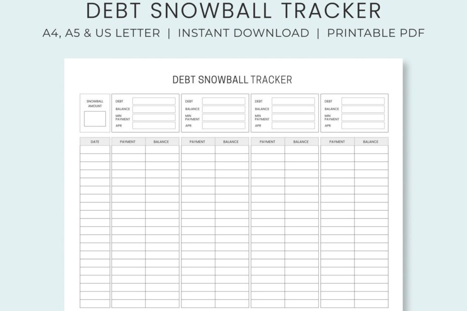 Debt Snowball Tracker Printable Debt Payment Worksheet Debt Payoff