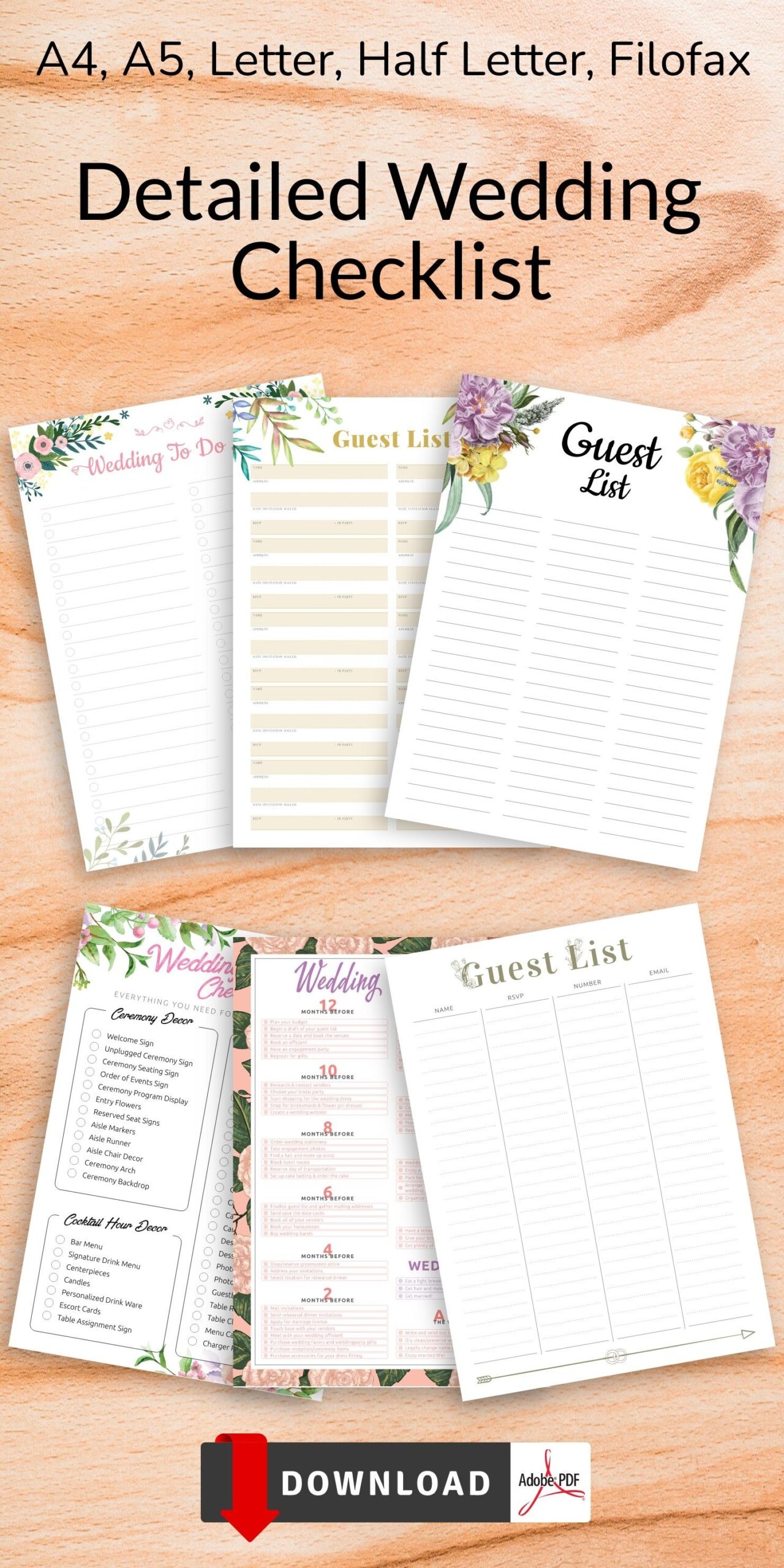 Detailed Wedding Checklist Has A Simple Design Get It Now In PDF 