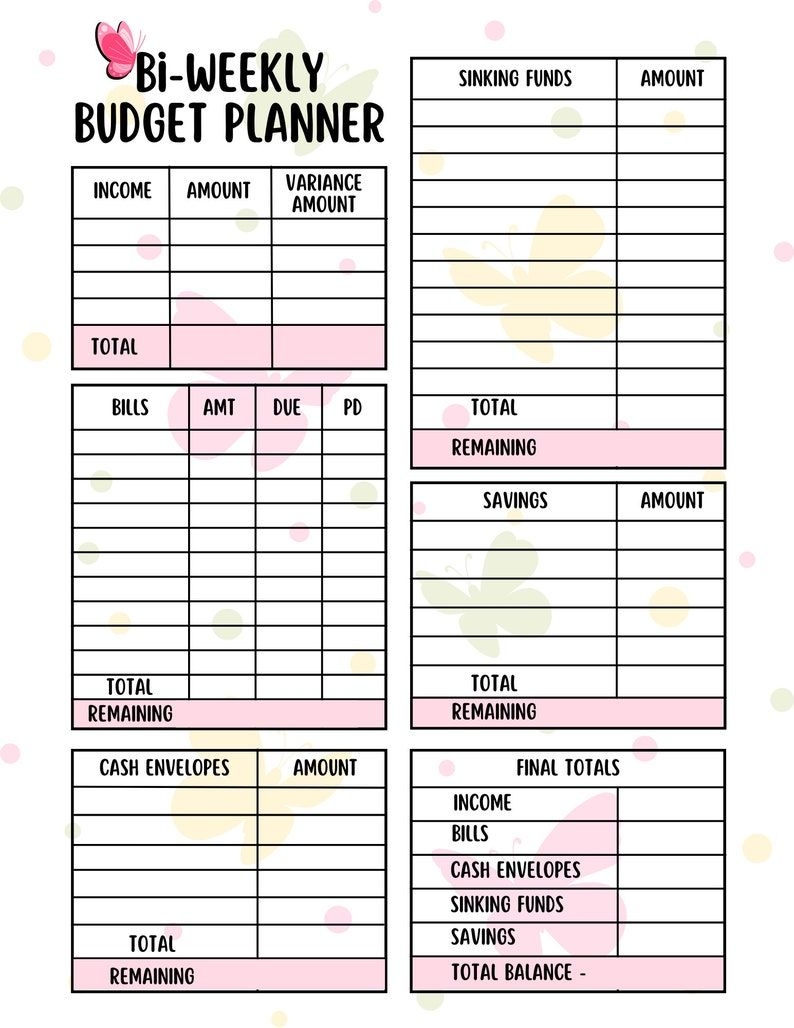 Digital Cash Budget Planner Etsy Canada Weekly Budget Printable 