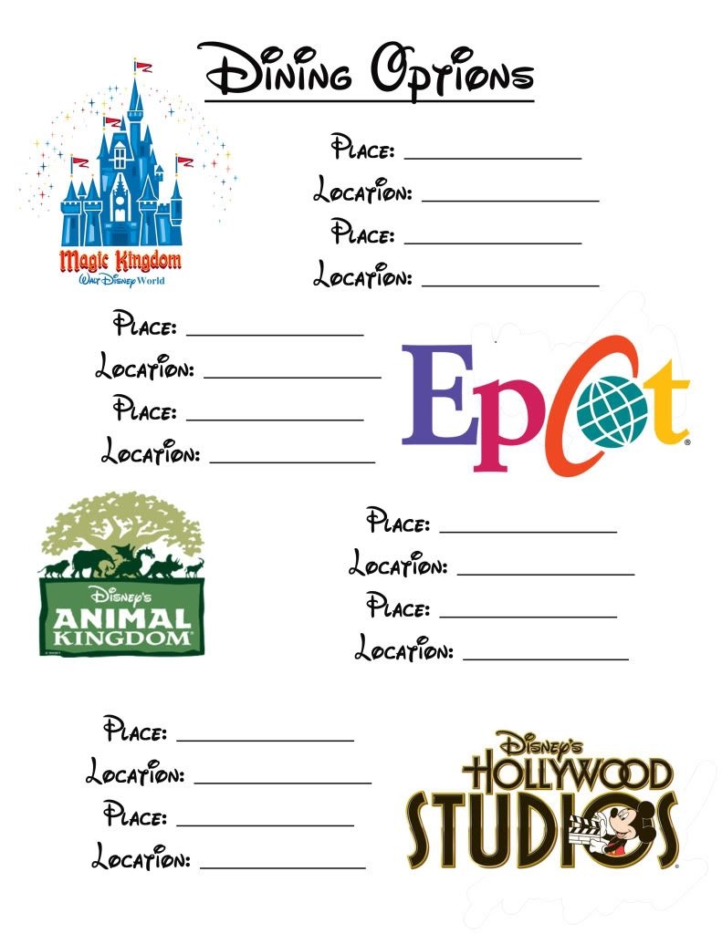 Disney Planning Sheets Disney World Trip Disney Planning Disney Trips