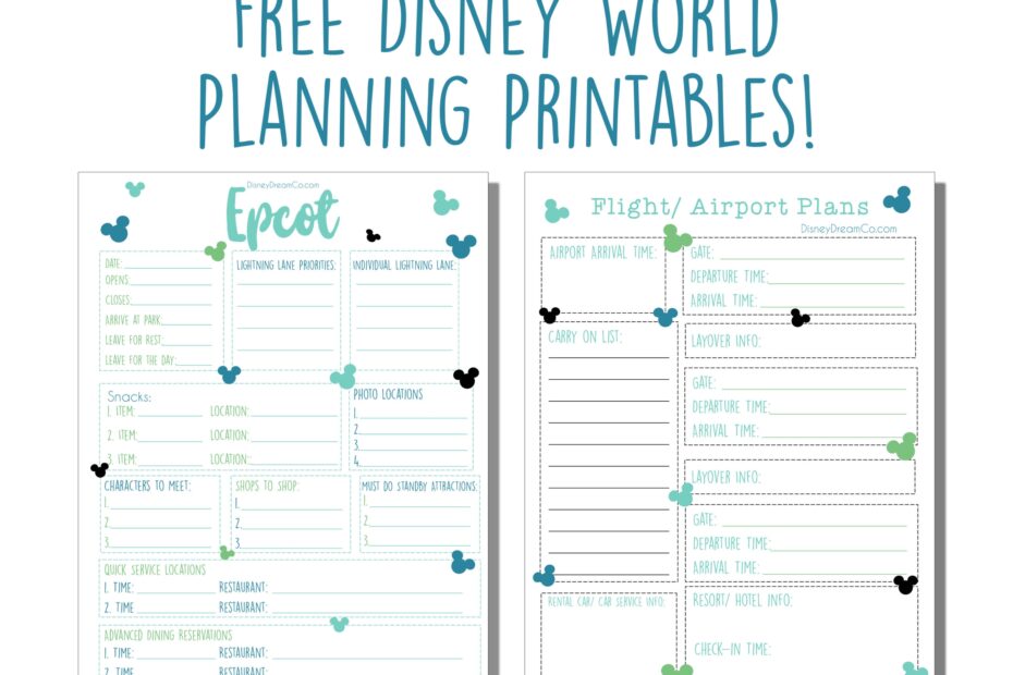 Disney World FREE Planning Printables Disney World Planner Disney
