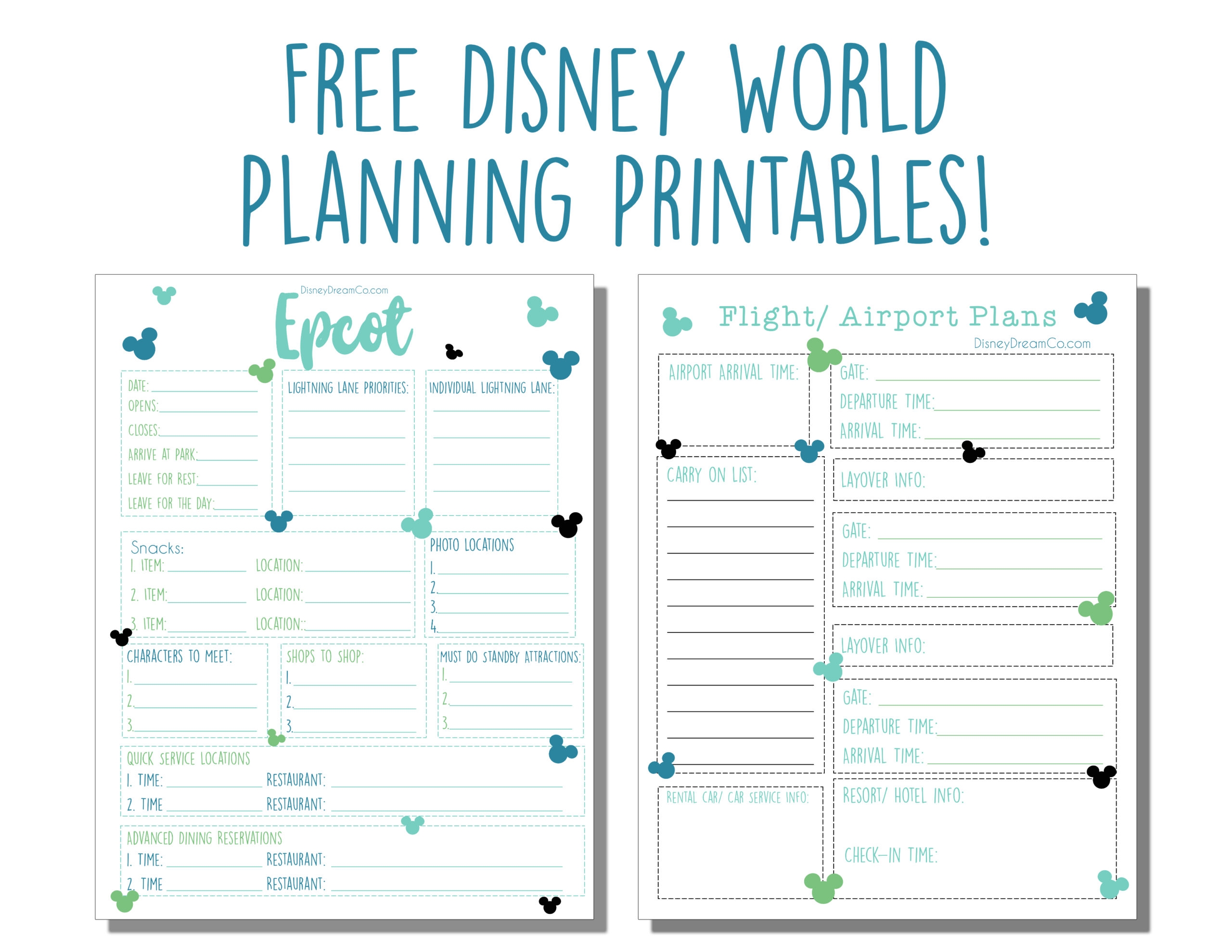 Disney World FREE Planning Printables Disney World Planner Disney 