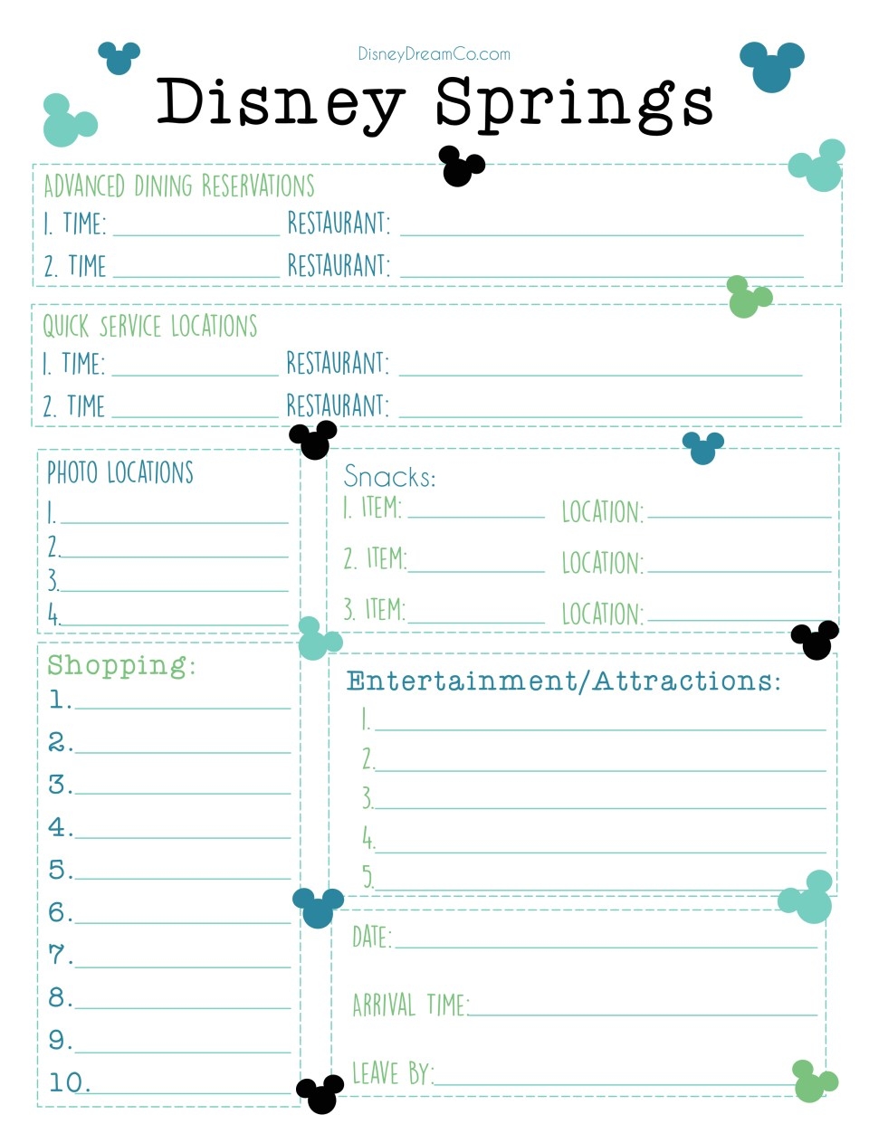 Disney World FREE Planning Printables Disney World Planner 