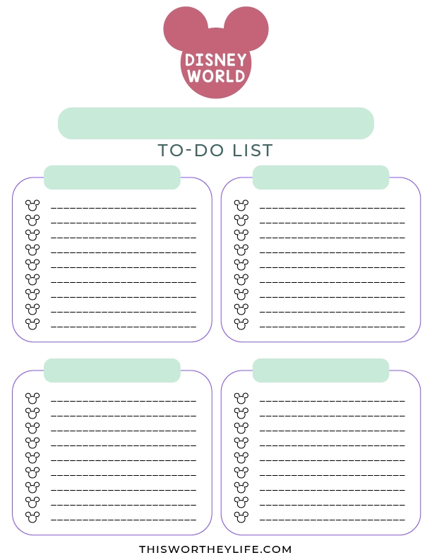 Disney World Planning Printables