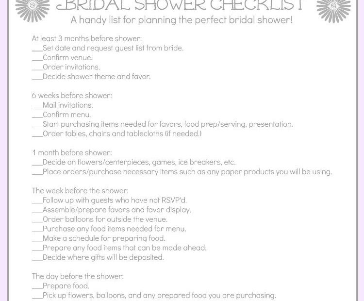 Diy Wedding Checklist Bridal Shower Checklist Bridal Shower Planning