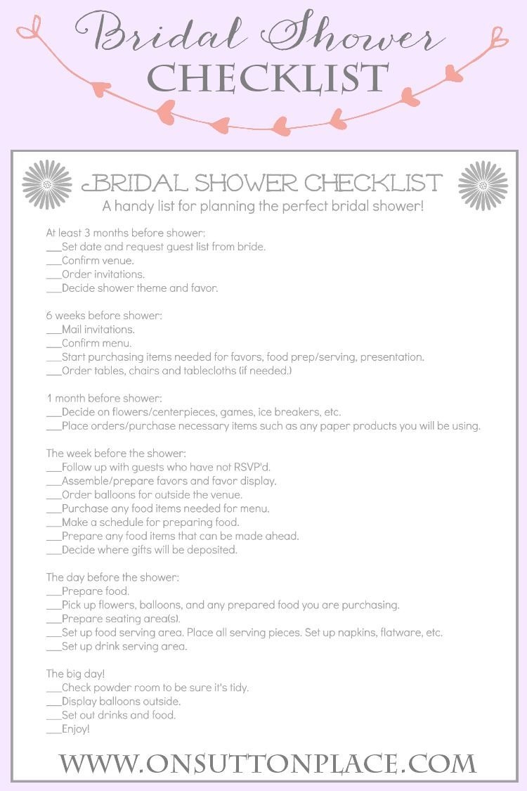 Diy Wedding Checklist Bridal Shower Checklist Bridal Shower Planning 