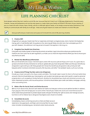 Download quot End of Life Planning Checklist quot My Life Wishes