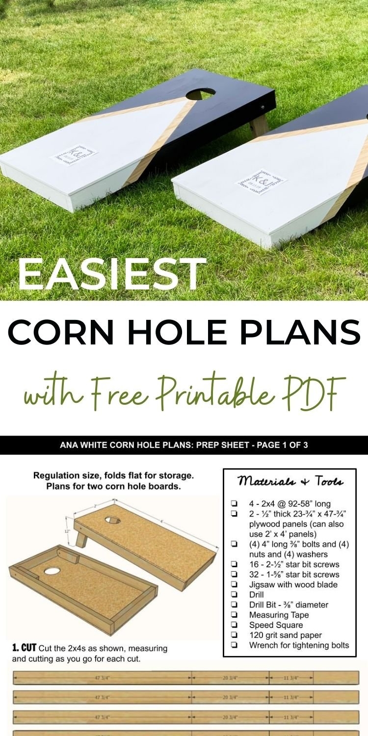 Easiest Corn Hole Plans With Free Printable PDF Ana White