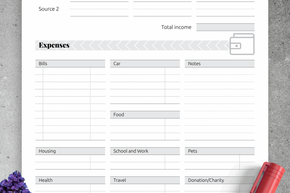 Easy Budget Worksheet Printable Liolee