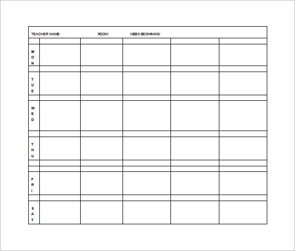 Elementary Printable Lesson Plan Template Printable Templates