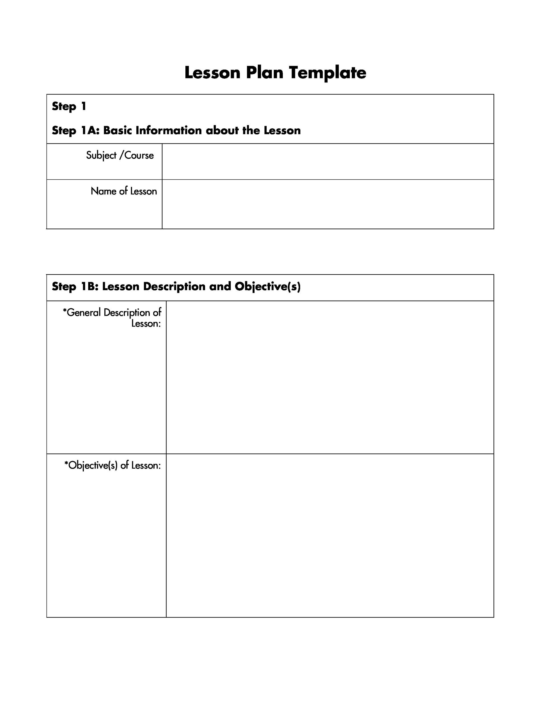 Elementary Printable Lesson Plan Template Printable Templates