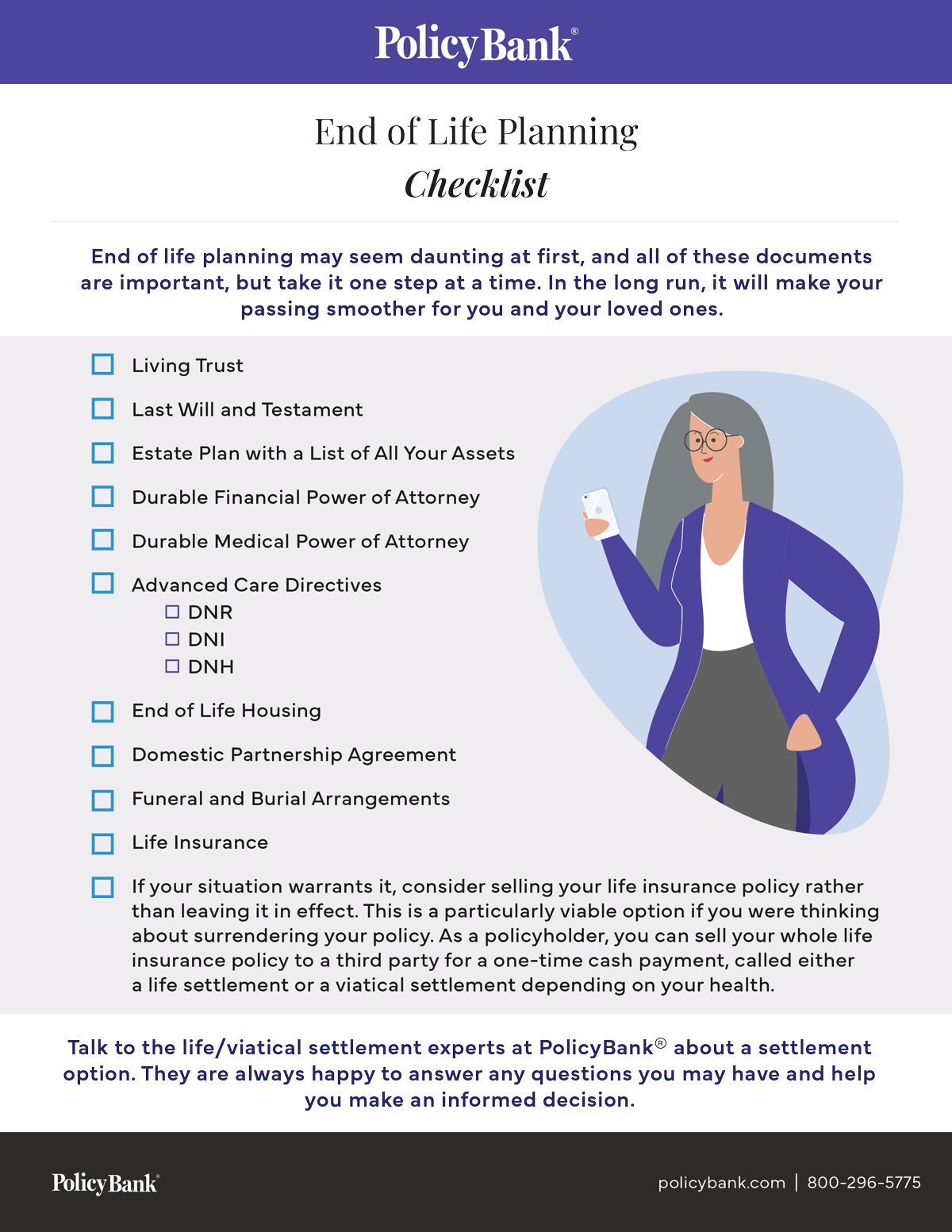 End Of Life Planning Checklist PolicyBank 