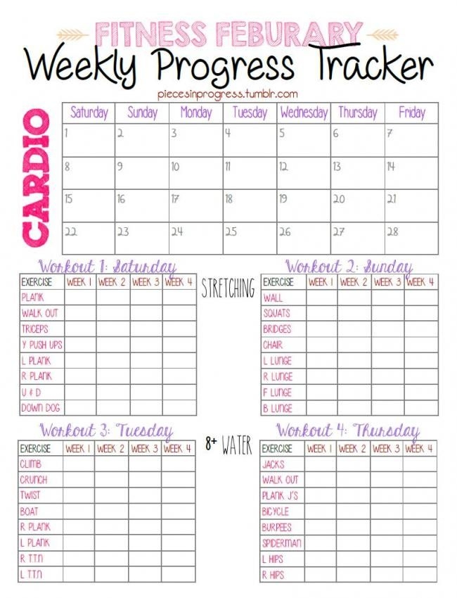 Exercise Printable Workout Planner