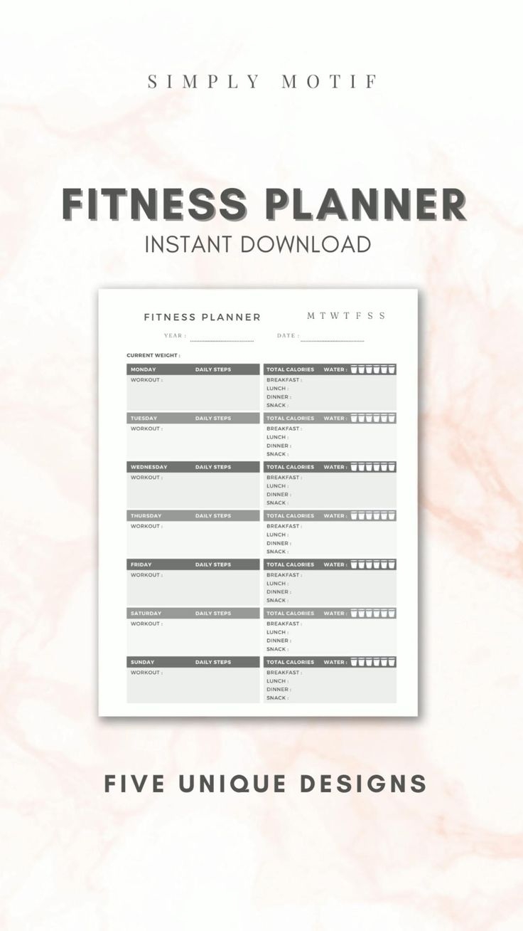 Fitness Plan Printable Fitness Planner Templates