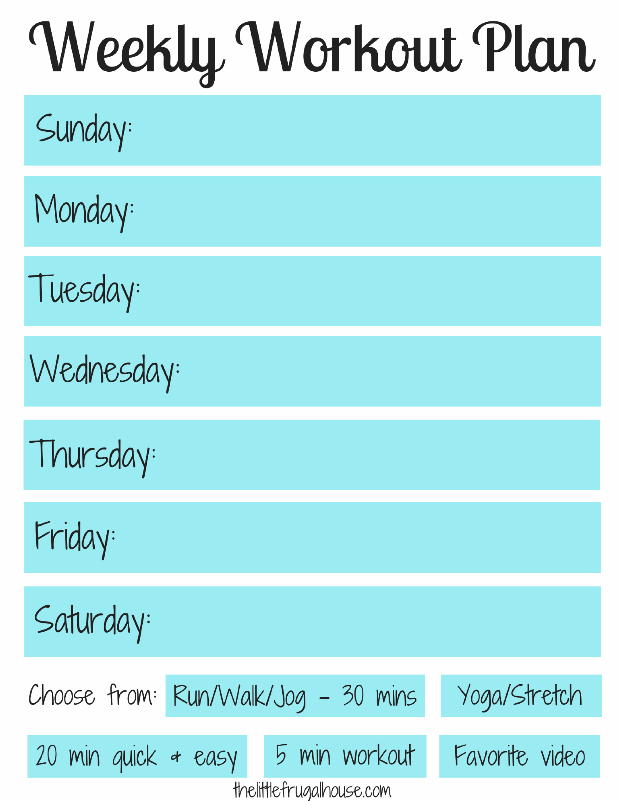 Fitness Plan Printable
