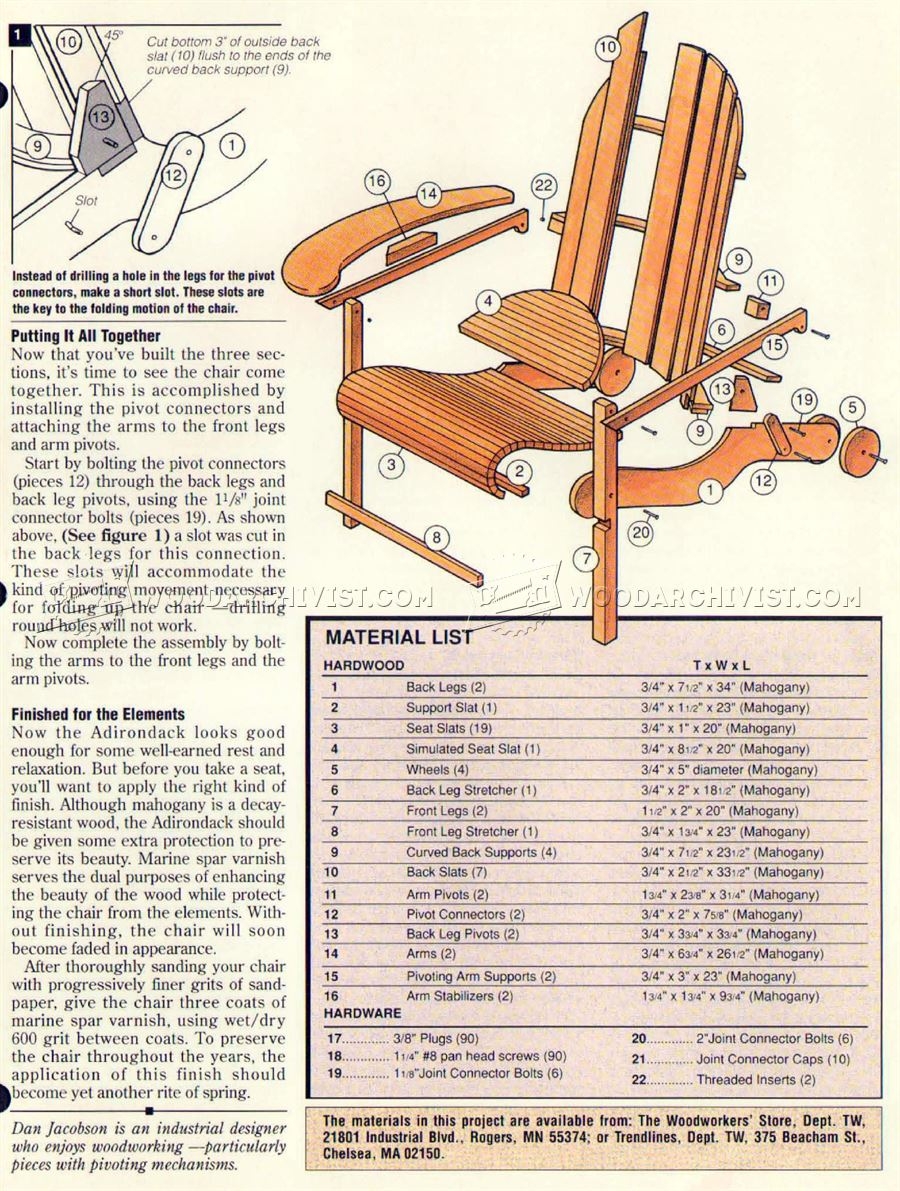 Folding Adirondack Chair Plans WoodArchivist