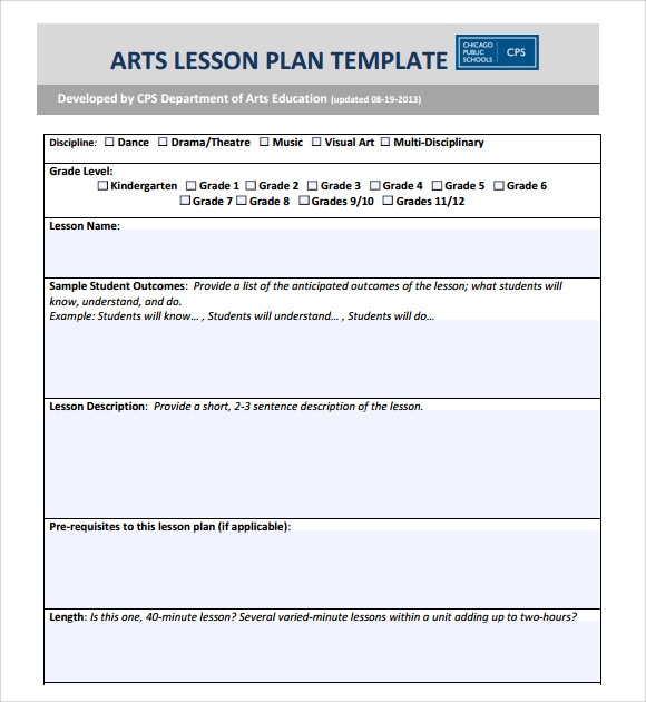 FREE 8 Sample Art Lesson Plan Templates In PDF MS Word Printable 
