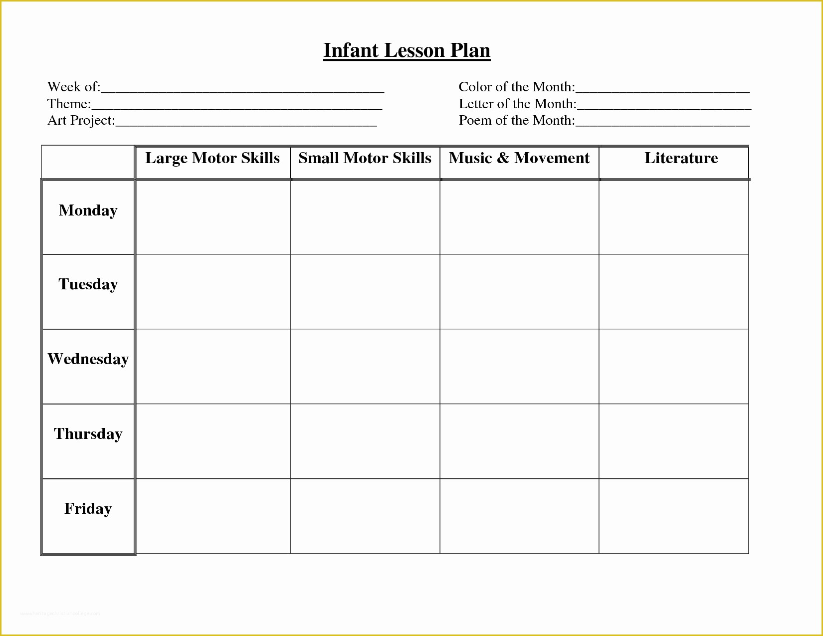 Free Blank Preschool Lesson Plan Templates Of Blank Preschool Lesson 