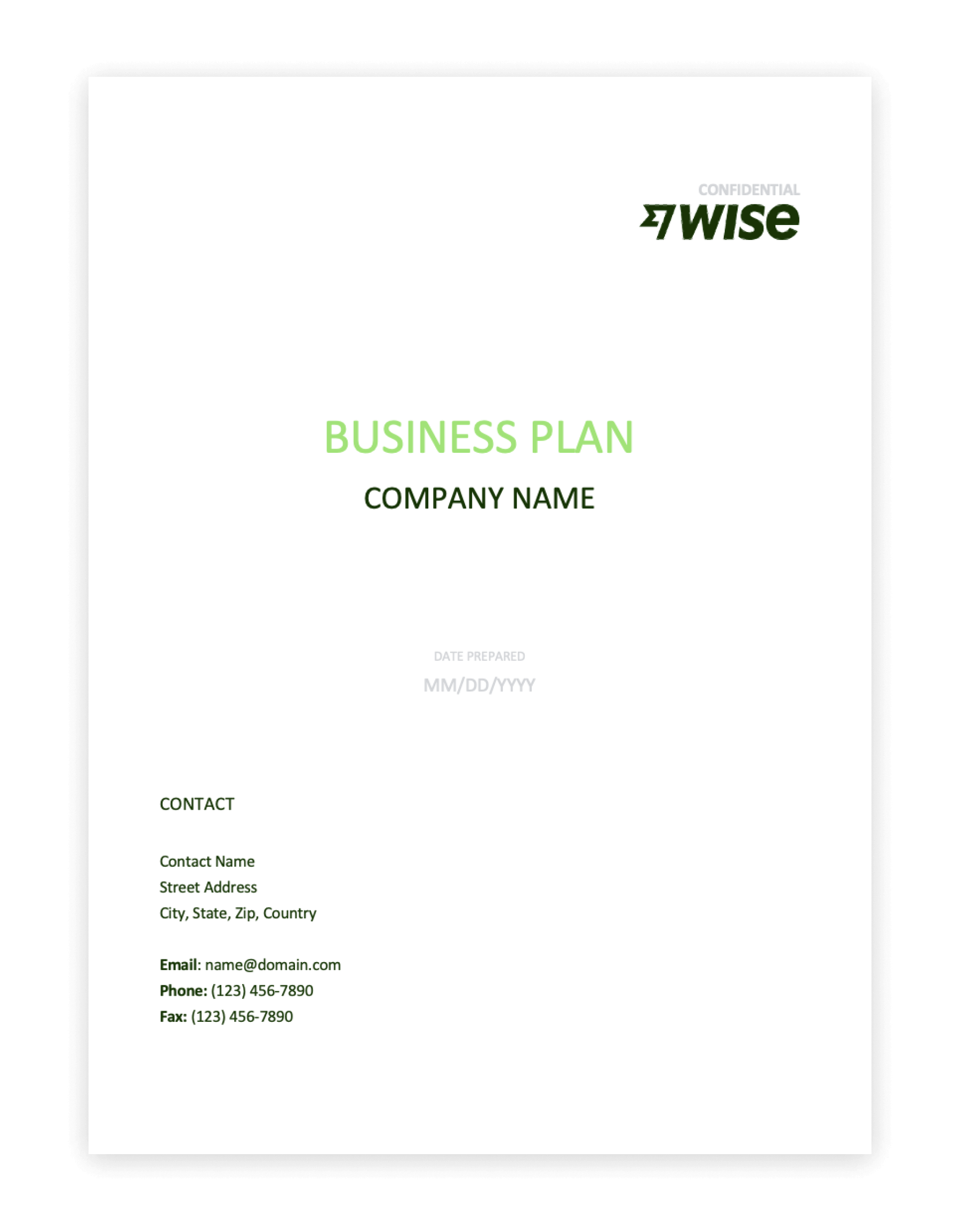 Free Business Plan Template Download Wise