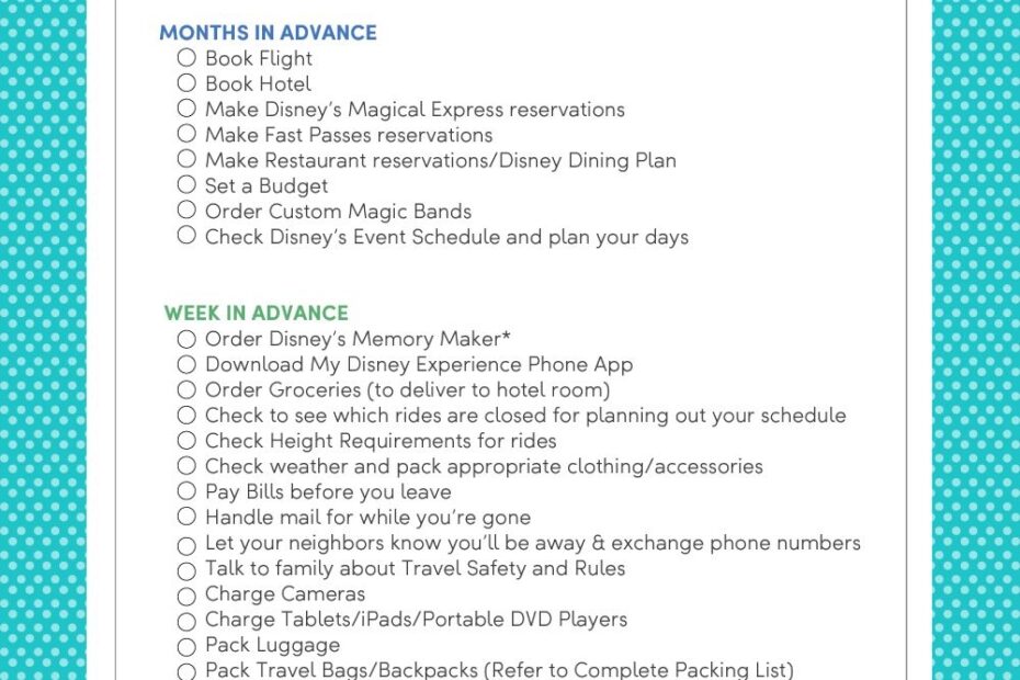 Free Disney Planning Printables Printable Templates Free