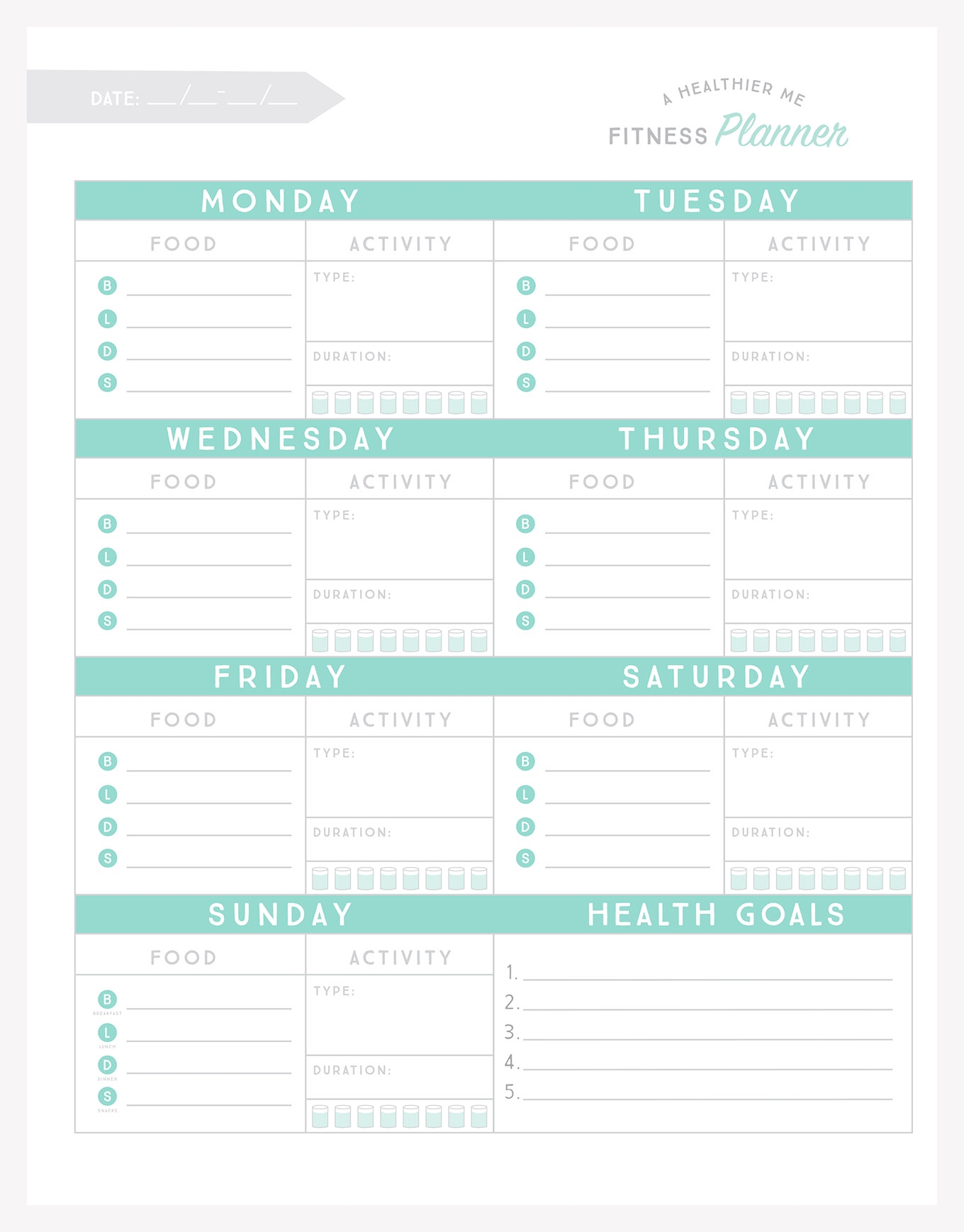 Free Fitness Planner Printable
