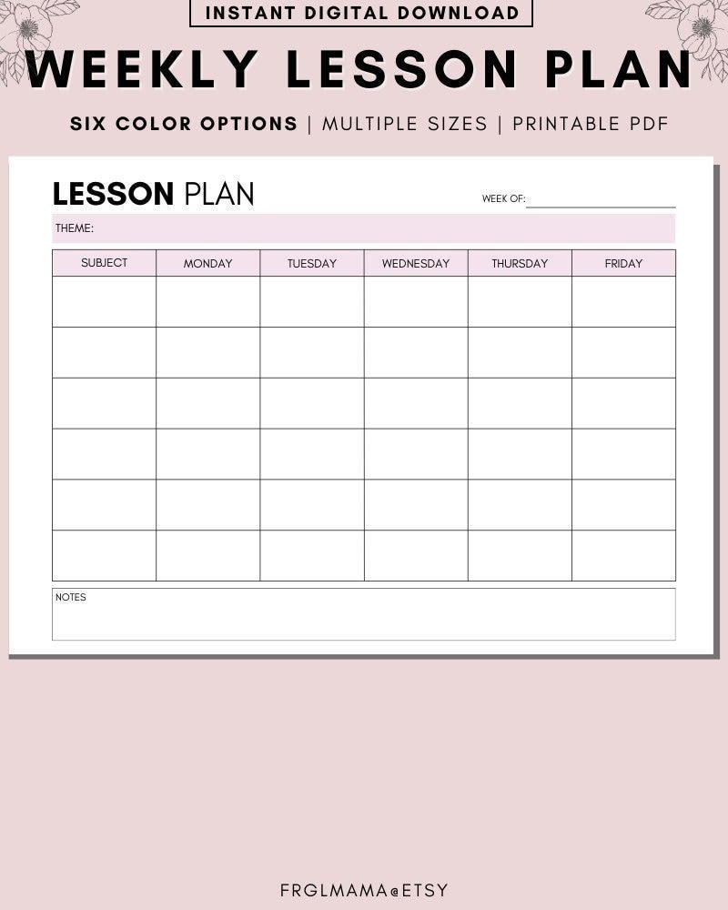 Free Free Printable Lesson Plan Book Template Download Free Free 