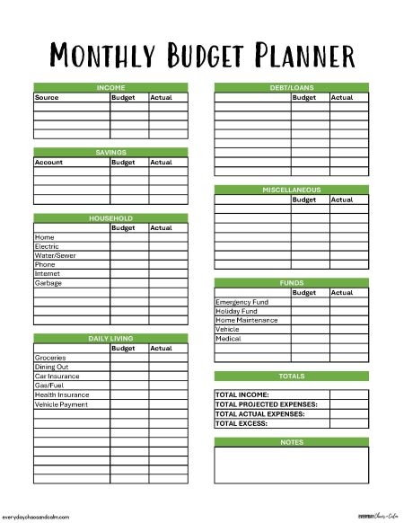 Free Free Printable Monthly Budget Planner Worksheet Download Free 