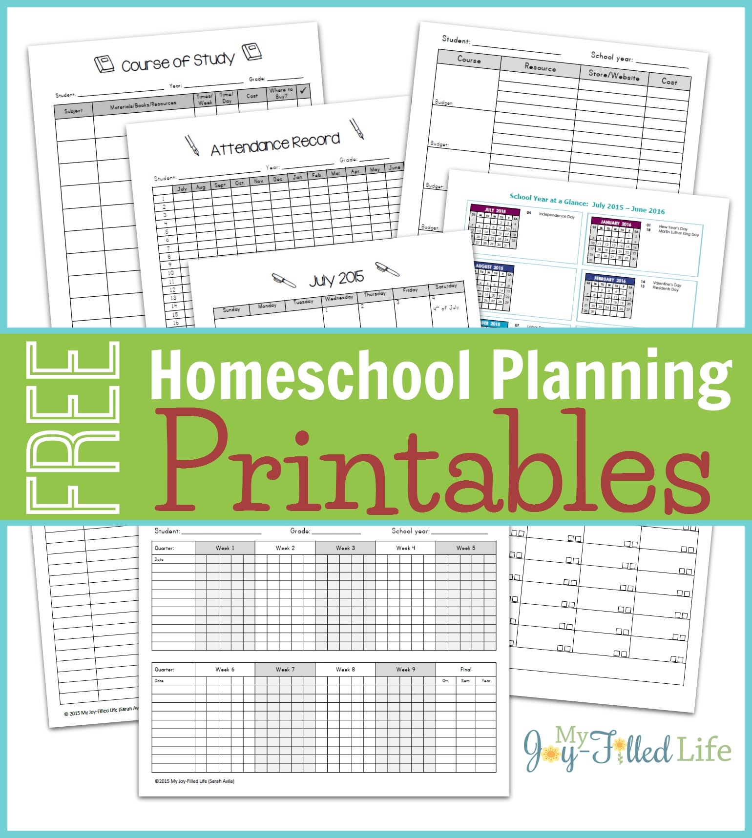 FREE Homeschool Planning Printables 2015 16
