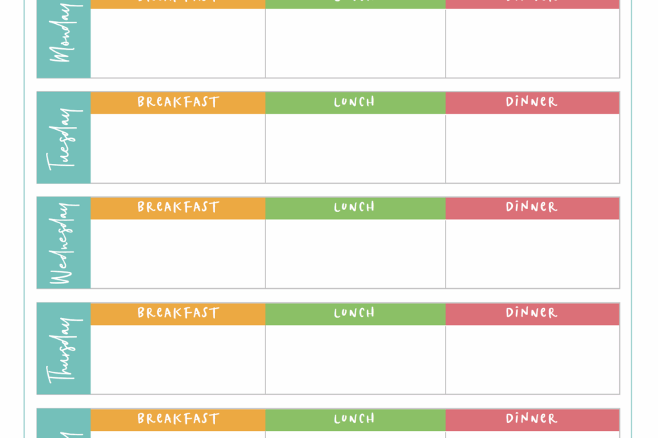 Free Meal Plan Printables Family Fresh Meals