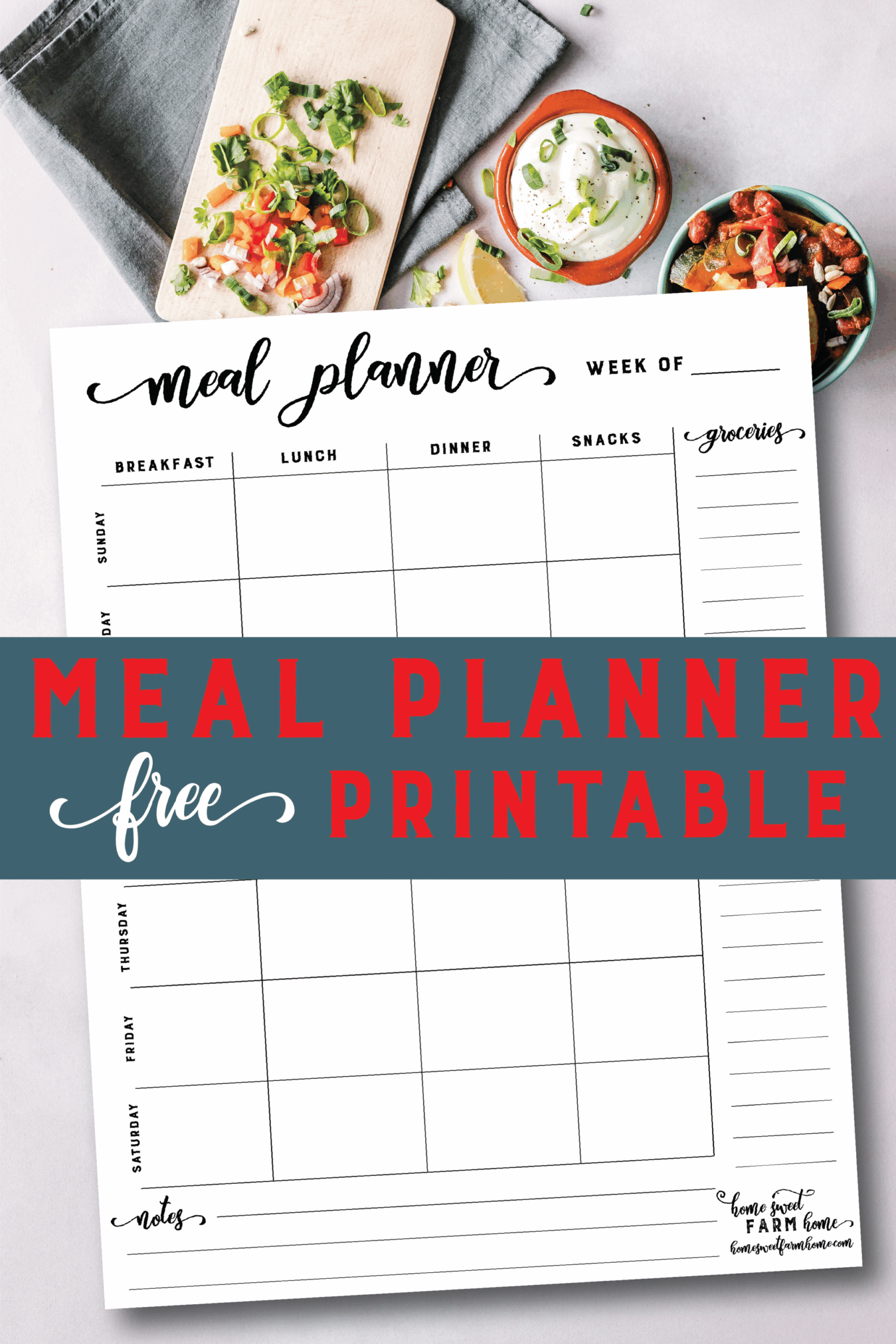 Free Meal Planner Template Printable Home Sweet Farm Home