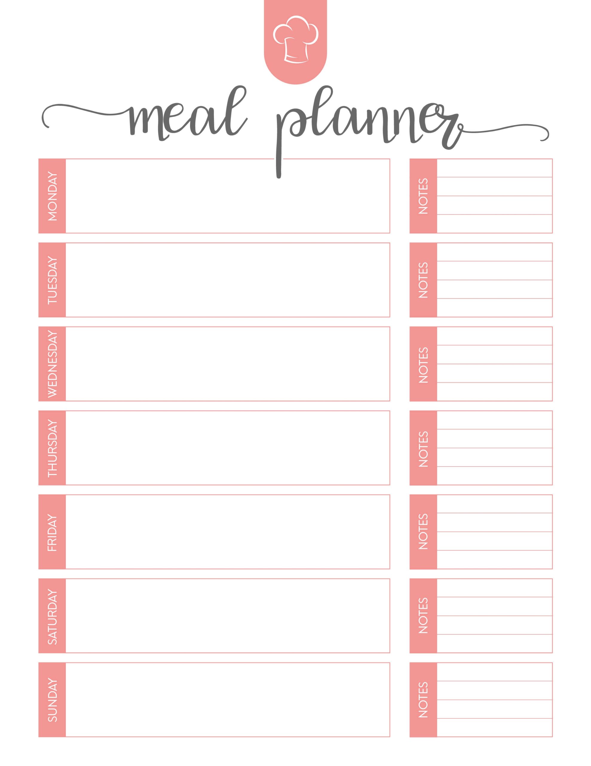 Free Meal Planning Chart Free Meal Planning Chart
