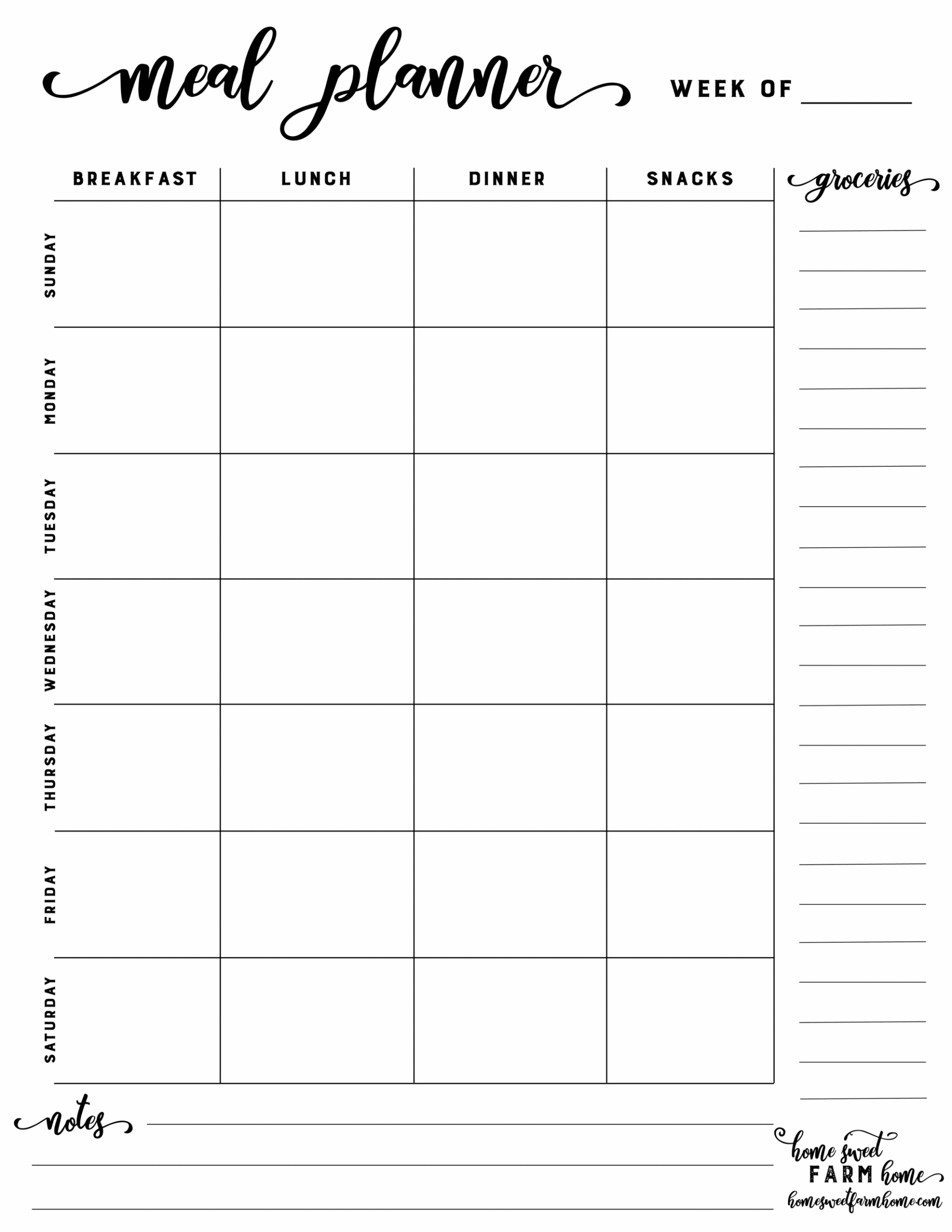 Free Meal Planning Printable
