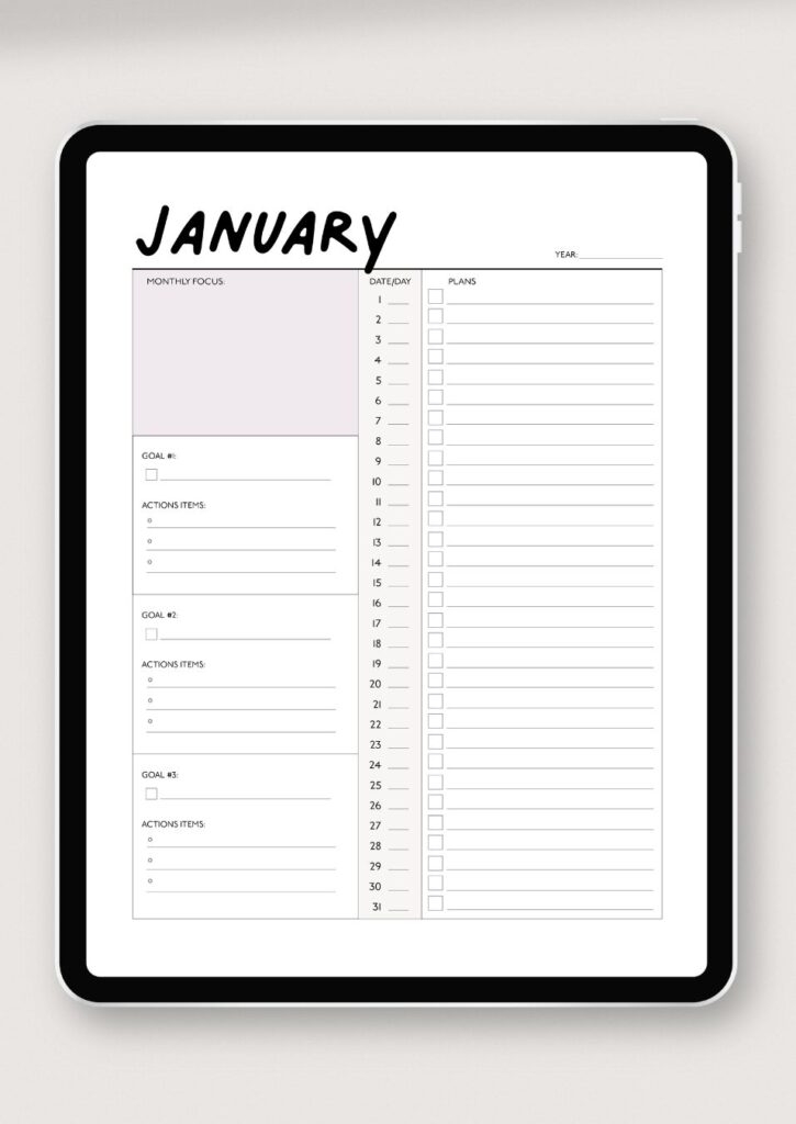 Free Monthly Planner Printable To Help You Focus On Your Top Goals 