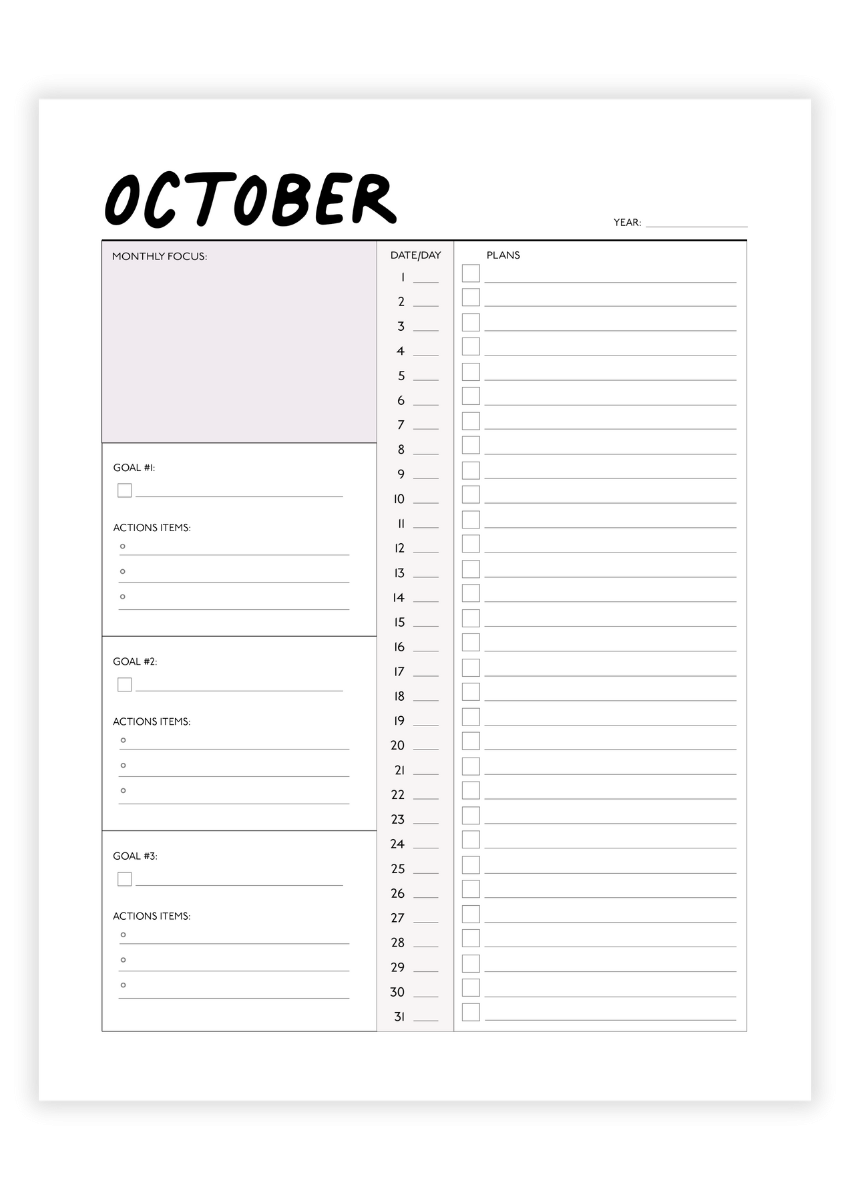 Free Monthly Planner Printable To Help You Focus On Your Top Goals 
