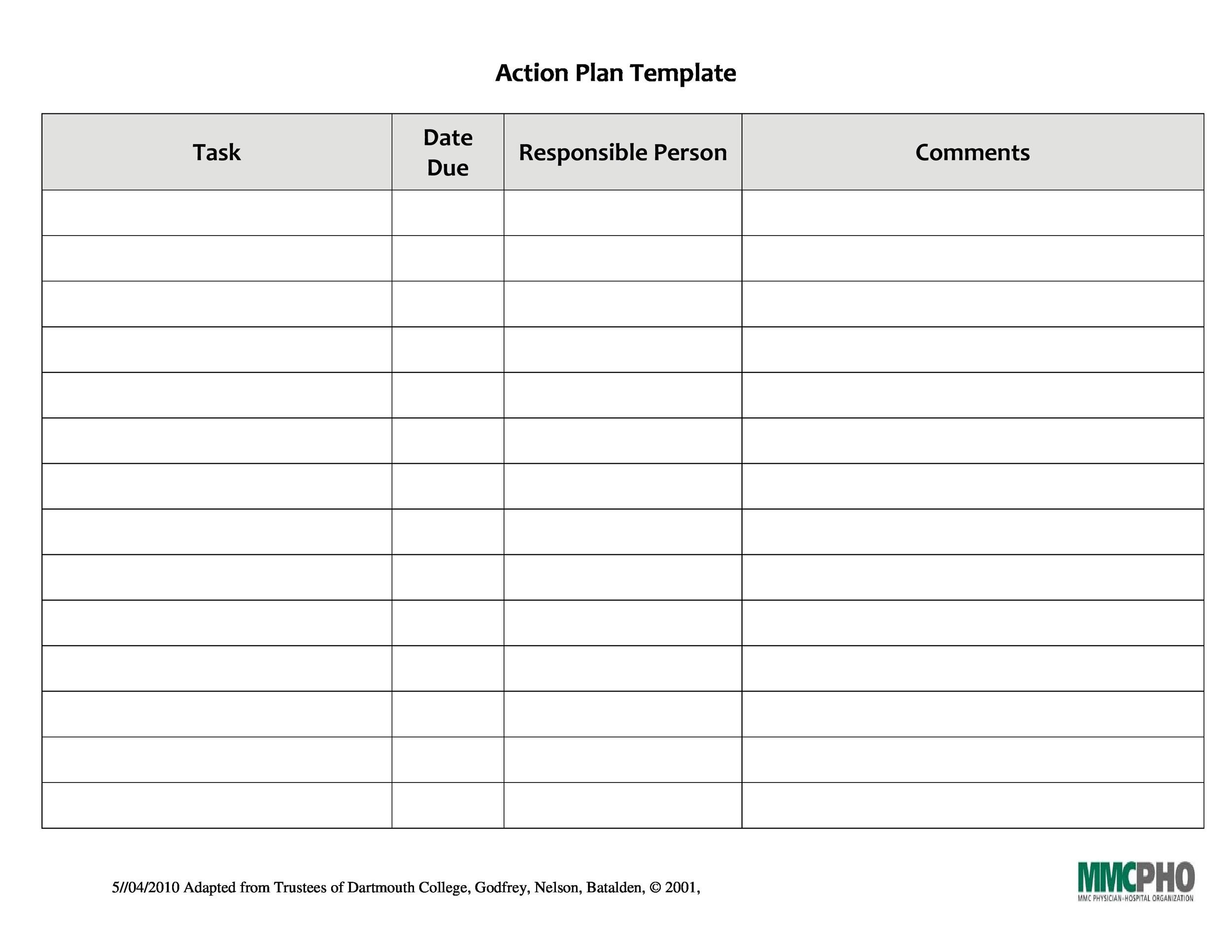 Free Printable Action Plan Template Printable Templates